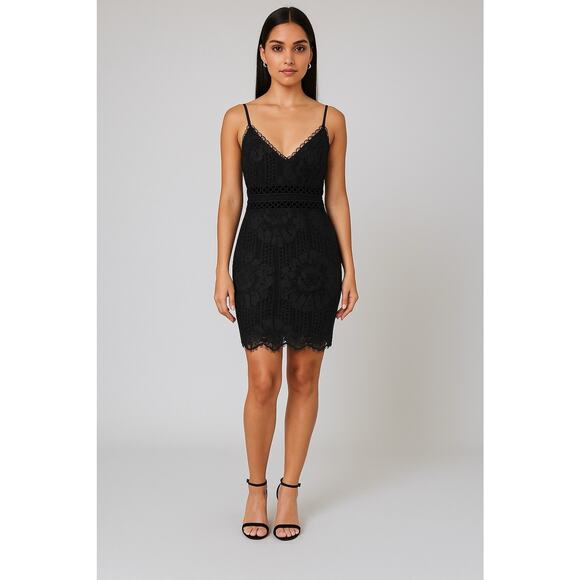 Storia Spaghetti Strap Lace Sheath Mini Dress size Small Gray New - Picture 1 of 14